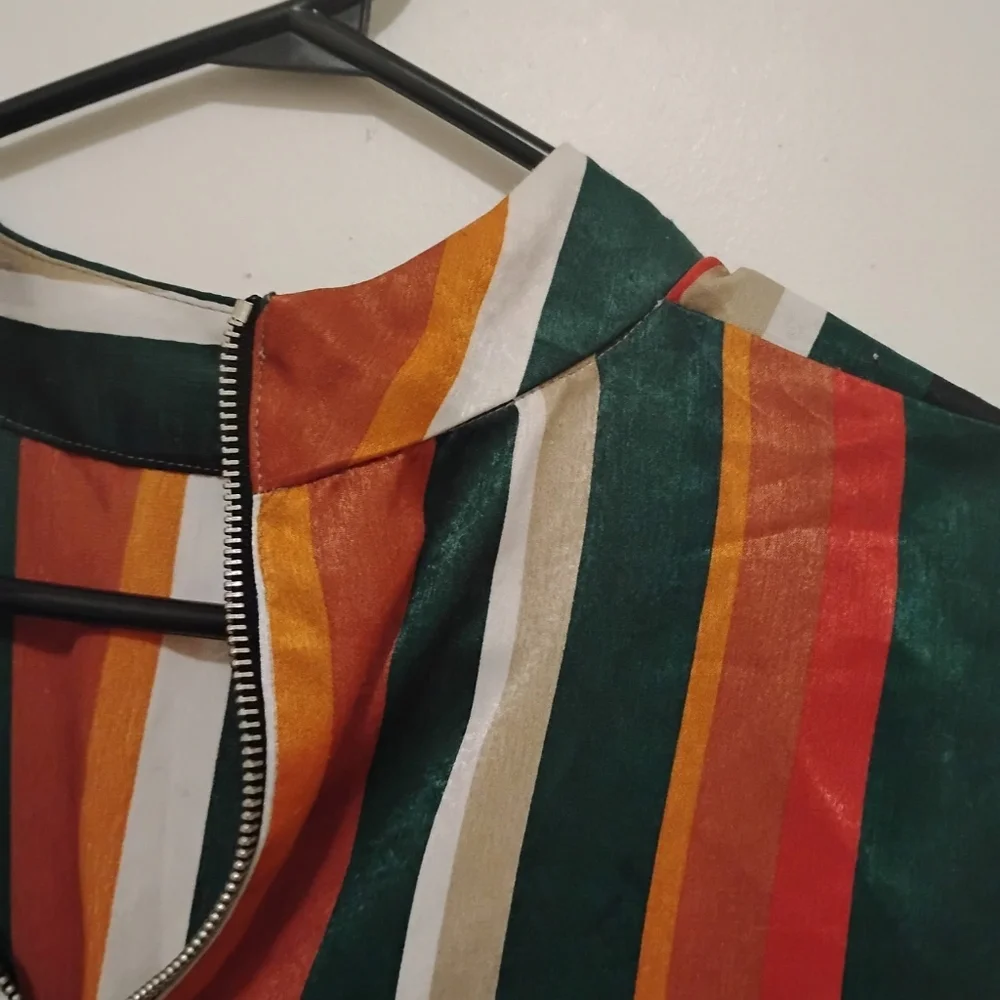 Zara Trafaluc Collection Striped Zip Neck Top – Size L - Picture 5 of 10